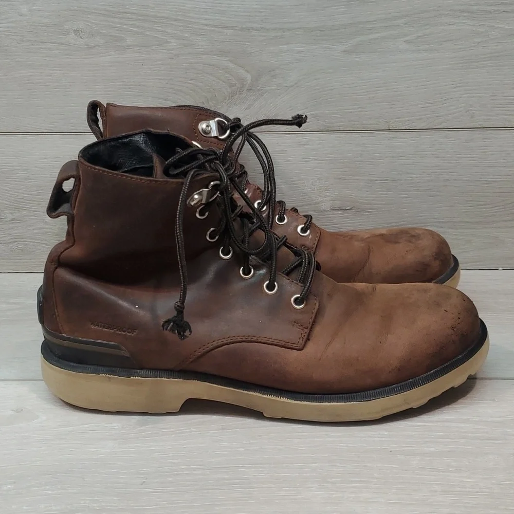Sorel Mens High Top Leather Waterproof Ankle Lace Up Boots shoes sz 10